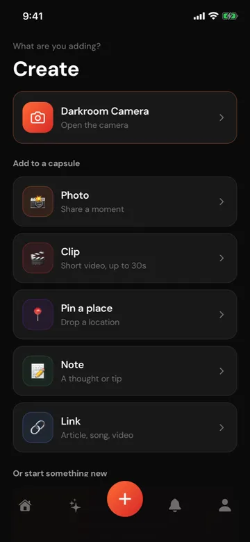 Adding a photo, place, note, link, or clip to a capsule