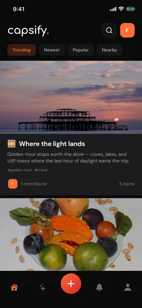 The Capsify discover feed