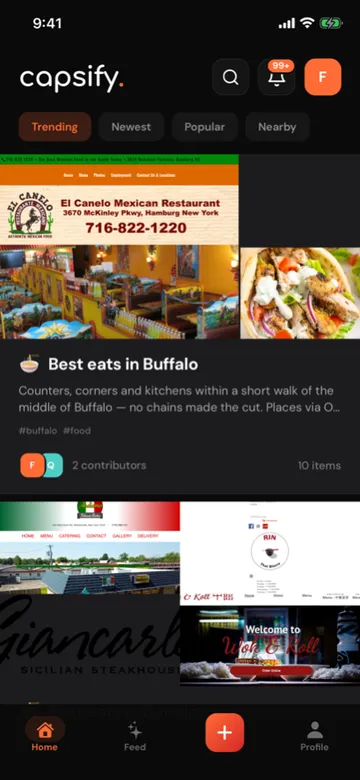 Discover feed with trending and nearby capsules